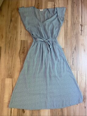Sienna Sky Light Blue Printed V-Neck Tie-Waist Maxi Dress
